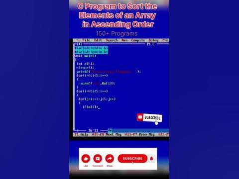 program of ascending order sort of array in C | #shorts #youtube # ...