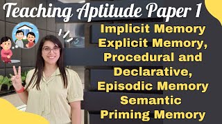 Implicit and Explicit Memory, Procedural and declarative, episodic Memory Teaching Aptitude Paper 1