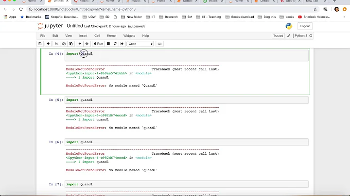 Fixing the issue : ModuleNotFoundError: No module named 'Quandl' # Machine Learning #Python