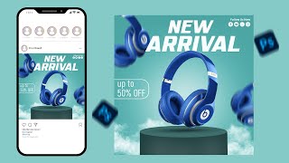 How to Design a Headphone Product Poster in Photoshop | New Arrival Banner Tutorial