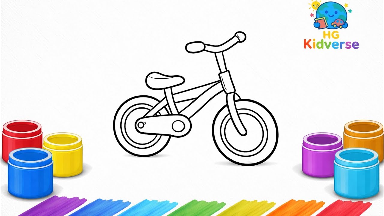 Bicycle Coloring for Kids 🚲 | Easy Drawing and Coloring Tutorial