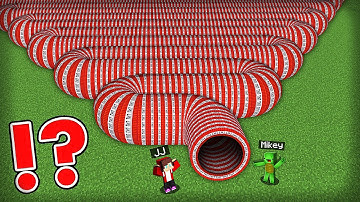 JJ and Mikey found a LONGEST CROOKED TNT TUNNEL in Minecraft Challenge - Maizen