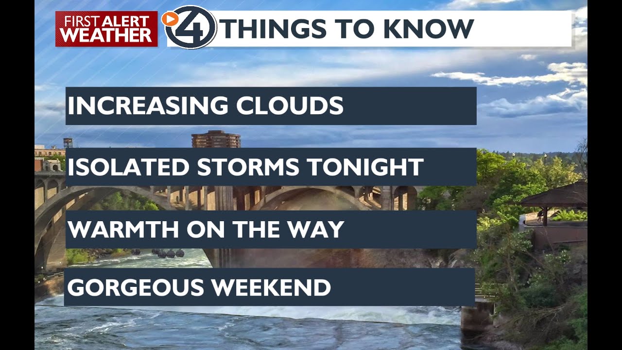 Clouds increase Thursday ahead of some spotty showers - YouTube