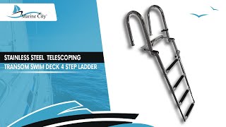 Marine City Stainless Steel Telescoping Transom Swim Deck 4 Step Ladder for Boat Yacht MC32251011