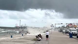 Water Spout makes Landfall onto Galveston Beachgoers.