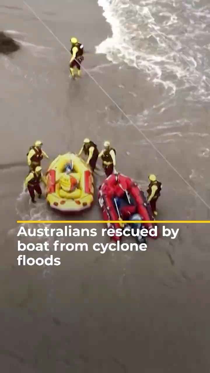 Australians rescued by boat from cyclone floods | AJ #shorts