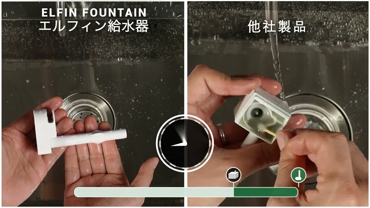 自然！安心！湧き出る流水が愛猫の健康を守る！エルフィン給水器