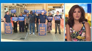 TSA workers rallied at Reagan National Airport, calling on Congress to end the partial government sh