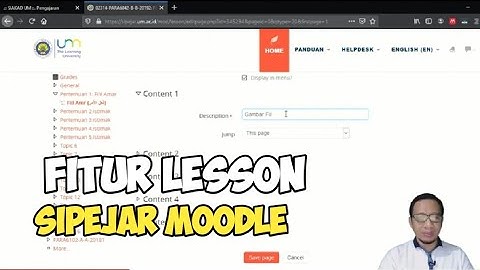Tutorial Sipejar Moodle 8: Cara Menggunakan Fitur Lesson di Moodle