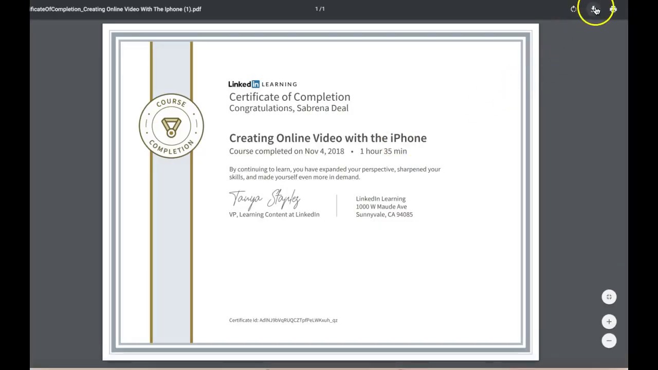 Downloading LinkedIn Learning Certificate (2019) - YouTube