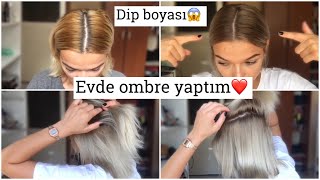 EVDE OMBRE YAPTIM !! | Buz sarısı saç | Küllü sarı ve küllü kumral saç boyama | Sarı saç dip boyası