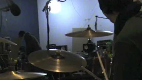 Brian working on drum overdubs