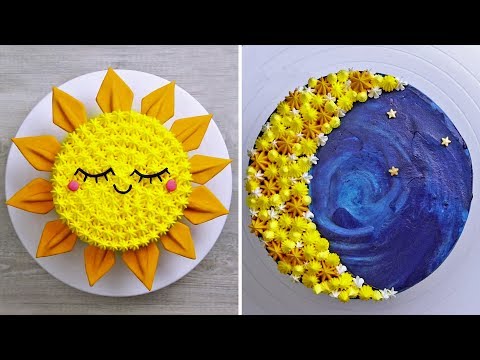 easy-sun-cake-&-moon-cake-|-10-fun-&-amazing-cake-decorating-ideas-for-beginners-by-nyam-nyam