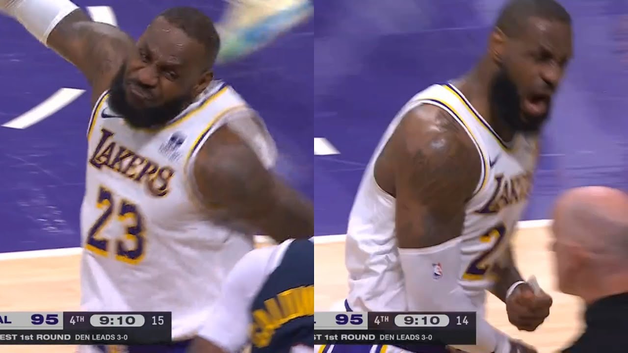 LeBron James gets so heated at Darvin Ham and coaches for not challenging play 