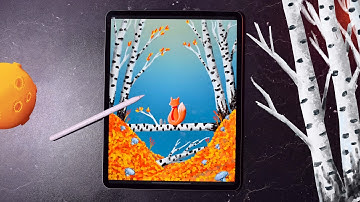 Fox in the Forest Illustration | Drawing in Procreate 5x on iPad Pro