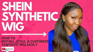 HOW TO STYLE A SHEIN SYNTHETIC WIG || HOW TO EASILY INSTALL SYNTHETIC LACE CURLY WIG