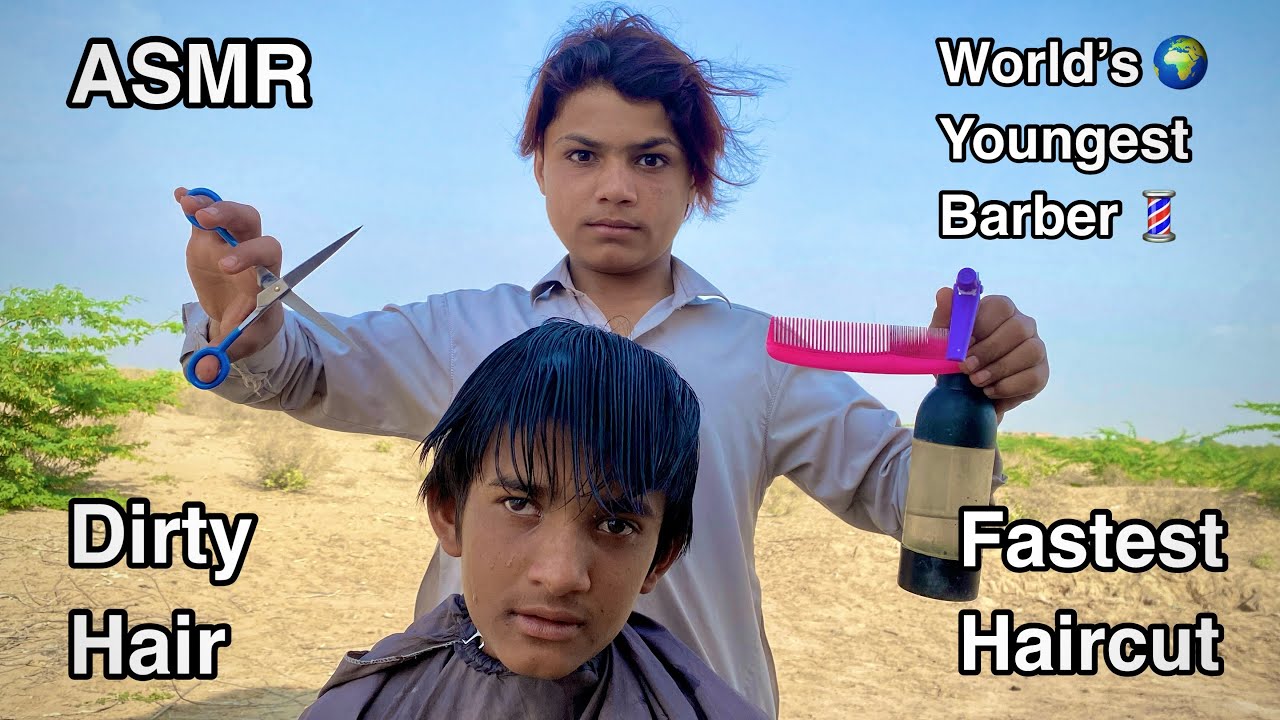 World’s youngest barber 💈 in the world 🌍 Fastest haircut 💇 with dirty hair 