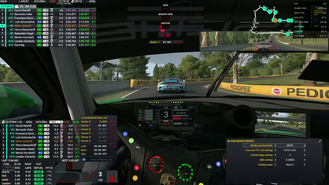 Iracing Porsche GT3 R  P4 Bathurst