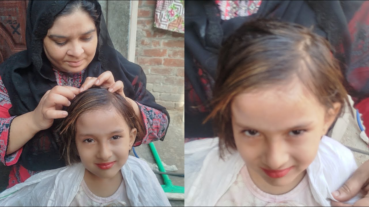 Hair checking of a beautiful girl.