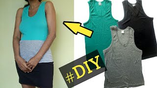 Diy tank dress | top refashion color block bodycon clothing
transformation