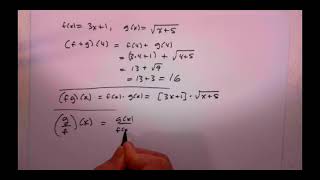 Sum, Product, Quotient of Functions