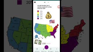 US GDP divided into 5 sections each 20% of the American GDP #money #usa #section #country #map