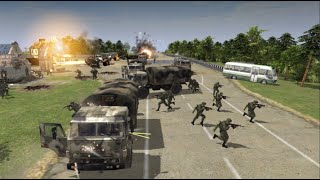 MASSIVE RUSSIAN SUPPLY CONVOY AMBUSH (Men of War-Assault Squad 2)