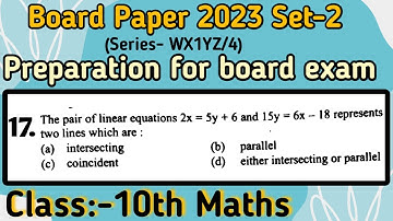 The pair of linear equations 2x=5y+6 and 15y=6x-18 represents two lines which are: (a) intersecting