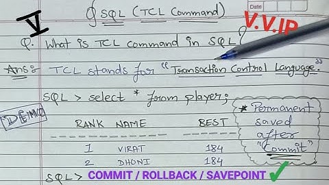 TCL command in SQL |  Oracle database