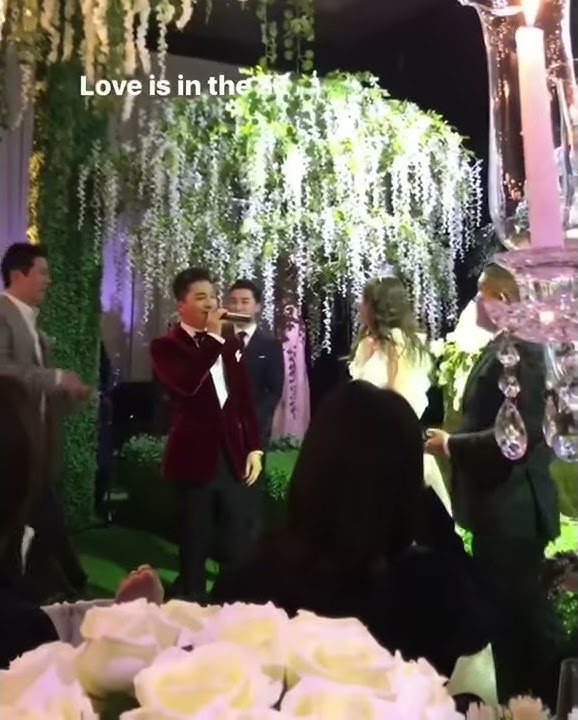 180203 Taeyang singing 'eyes,  nose, lips' for hyorin at their wedding