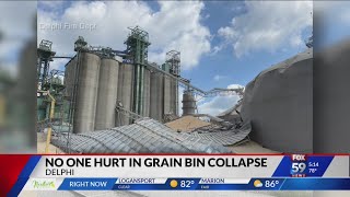 Grain bin collapses in Delphi after fire