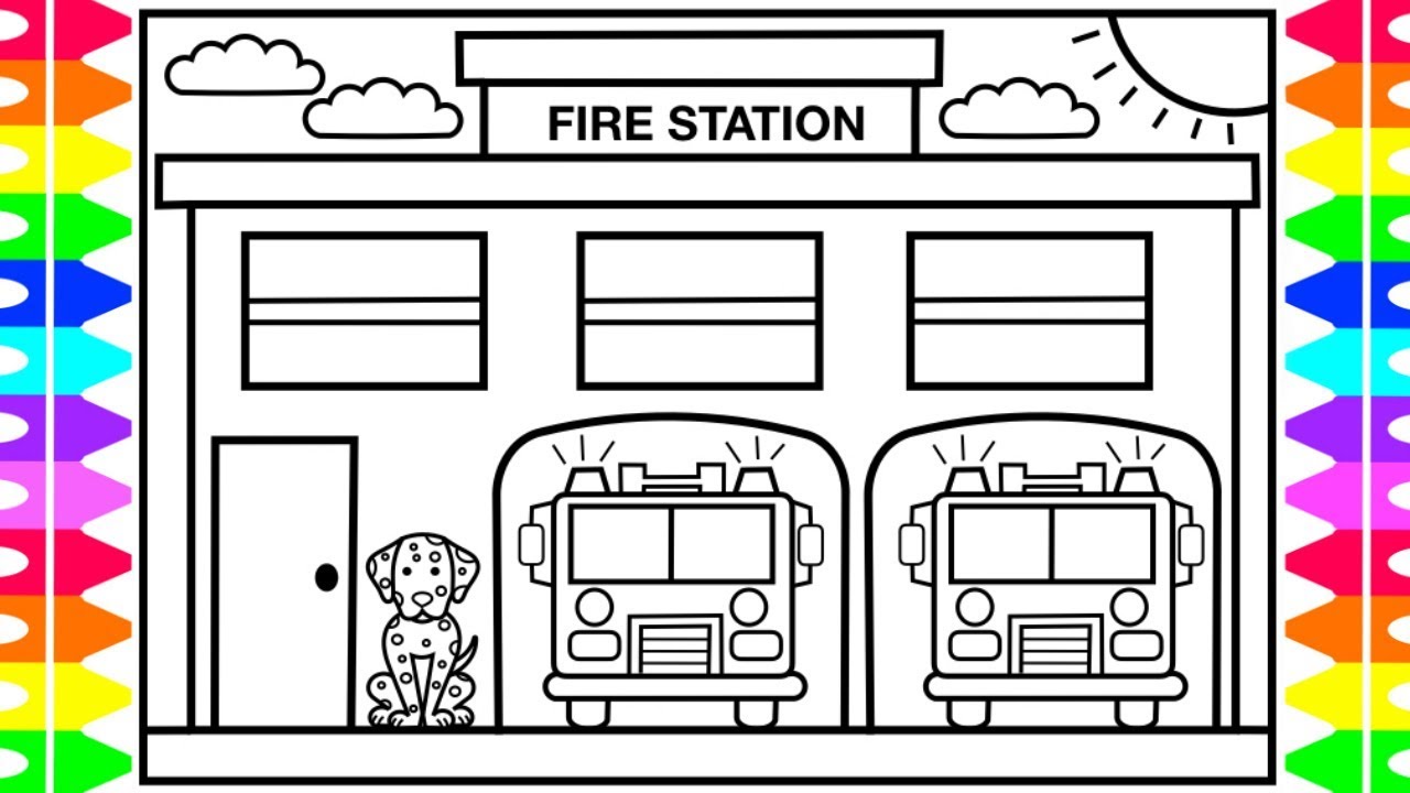 How to Draw a FIRE STATION for Kids Fire Station Drawing