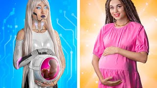 Pregnant Robot vs Pregnant Girl