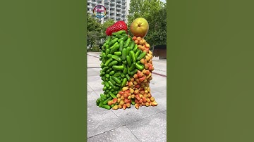 Create humanoid vegetables and fruits character 🍐🍄 stand up, walk, collide and fall down...