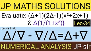 NUMERICAL ANALYSIS || FINITE DIFFERENCES || LECTURE-34