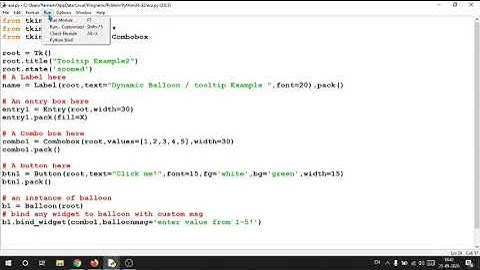 TOOL TIP OR BALLOON IN TKINTER
