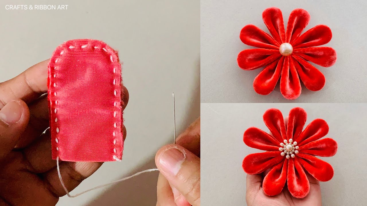 How To Make Fabric Flower Hand Embroidery Design Cloth Flower