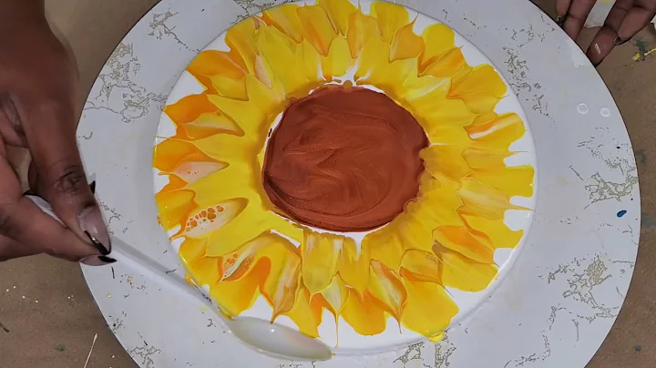 BEST EVER Sunflower Painting Using New Spoon-Swipe Technique (Acrylic Pour Painting)#fluidart