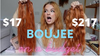 trying $17 vs. $217 clip in hair extensions!! BOUJEE on a BUDGET episode 2  who won?