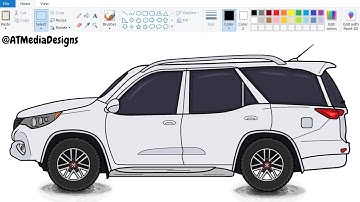 How to draw Toyota Fortuner Car on computer using Ms Paint | Car Drawing Tutorial #mspaintdrawings