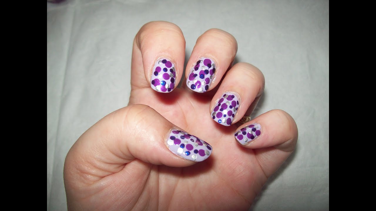 1. Purple polka dot nail art tutorial - wide 3