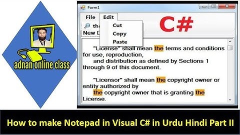 How to make notepad in Visual C# in Urdu Hindi Part II|Create Notepad in Visual C## in Urdu