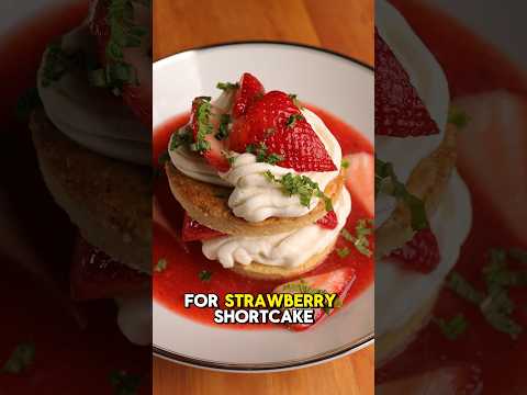 strawberry shortcake — full vid on ig/tt! #baking #dessert #strawberryshortcake #food