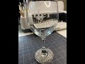 Blinged out engraved wine glass made with Cricut stencil and Armor Etch etching cream & rhinestones.