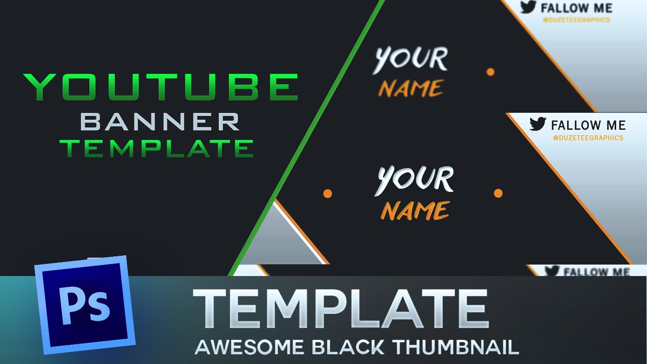 Free Youtube Thumbnail Template PSD (Black) - by Dara - YouTube