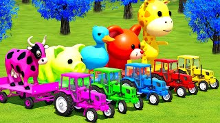 TRANSPORT COW & DUCK & PIG & MOUSE & GIRAFFE WITH UNIVERSAL TRACTORS   Farming Simulator 22