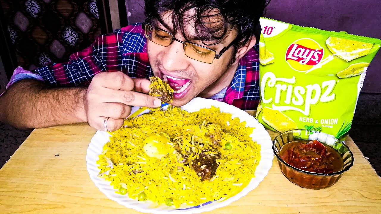 Asmr Mutton Biriyani😋| Lays Chips And Tomato Chutney Eating Mukbang | Eater 222