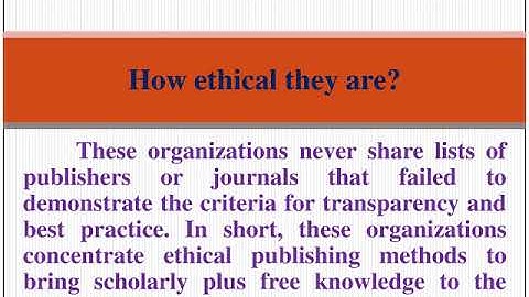 Who Fosters Principles of Transparency and Best Practice in Scholarly Publishing ?