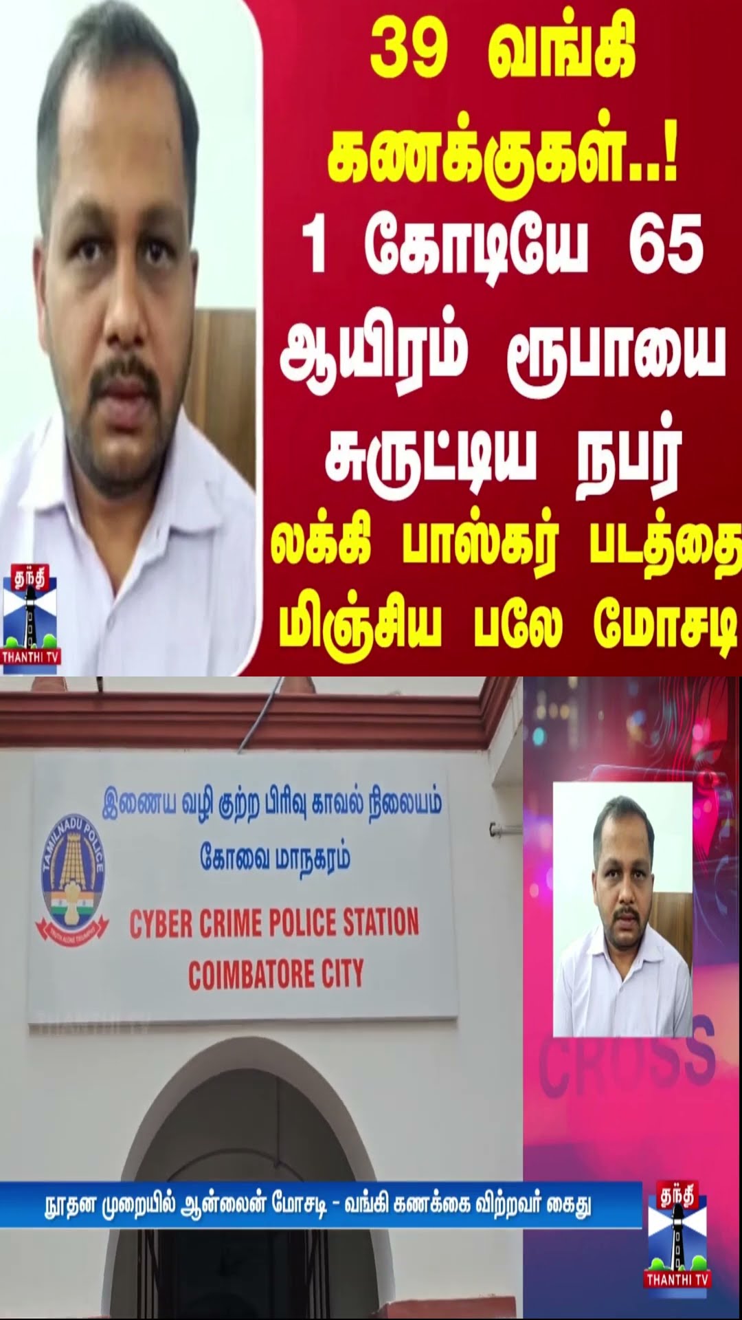 39 வங்கி கணக்குகள்! 1 கோடியே 65 ஆயிரம் ரூபாயை சுருட்டிய நபர்! லக்கி பாஸ்கர் படத்தை மிஞ்சிய பலே மோசடி