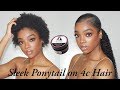 How To: Sleek Down Ponytail on 4c Hair| Draw String Ponytail| No Heat